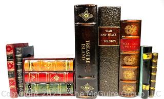 Collection of Faux Leather Decorative Book Boxes