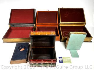 Collection of Faux Leather Decorative Book Boxes