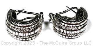 Judith Ripka Sterling Silver Half Hoop Omega Back Earrings