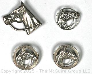 Four (4) Sterling Silver Horse Head Brooches Including Beau