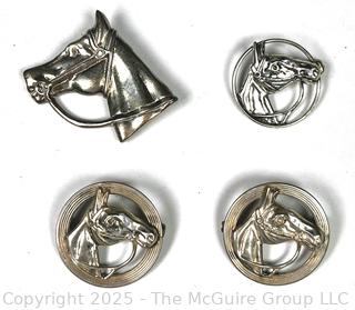 Four (4) Sterling Silver Horse Head Brooches Including Beau