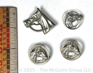 Four (4) Sterling Silver Horse Head Brooches Including Beau