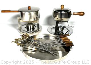 Stainless Steel Fondue Pots Including Mid Century Modern Stelton of Denmark Cylinda Line