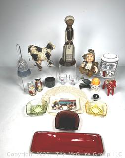 Decorative Items Including TEKT of USSR Pottery Figure, Hillary Clinton Presidential Campaign Shot Glasses, Elizabeth Arden Candle 
