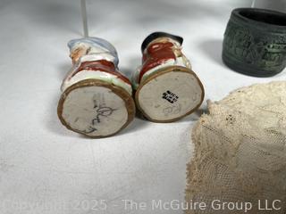 Decorative Items Including TEKT of USSR Pottery Figure, Hillary Clinton Presidential Campaign Shot Glasses, Elizabeth Arden Candle 