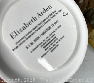Decorative Items Including TEKT of USSR Pottery Figure, Hillary Clinton Presidential Campaign Shot Glasses, Elizabeth Arden Candle 