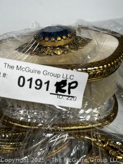 Five (5) Piece Regency Ormolu Vanity Set and Silver Plated Hand Mirror