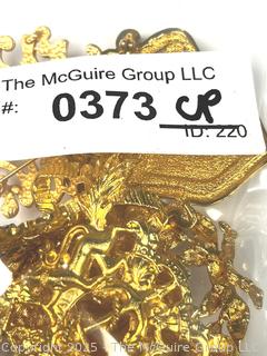 Nine (9) Gold Tone Costume Jewelry Brooches, Some Signed