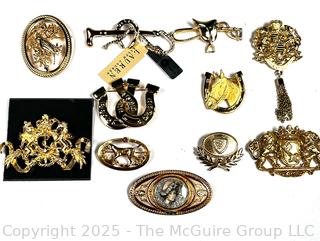 Costume Jewelry Brooches Including Ralph Lauren, Some with Tags