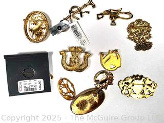 Costume Jewelry Brooches Including Ralph Lauren, Some with Tags