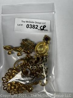 Ten (10) Rhinestone Costume Jewelry Brooches