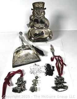 Silver Plated Christmas Items Including Gorham Ornaments