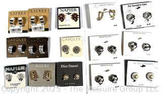 Fifteen (15) Pairs of Clip on Earrings Including Napier, New on Card