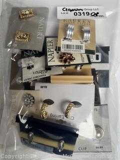 Fifteen (15) Pairs of Clip on Earrings Including Napier, New on Card