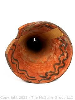 Pre-Columbian Mayan Mesoamerican Painted Terra Cotta Clay Vessel with Damage.  9" tall.