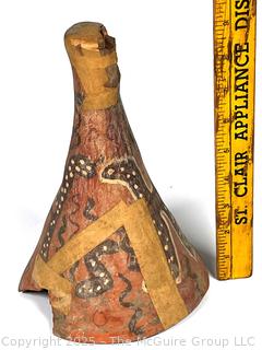 Pre-Columbian Mayan Mesoamerican Painted Terra Cotta Clay Vessel with Damage.  9" tall.