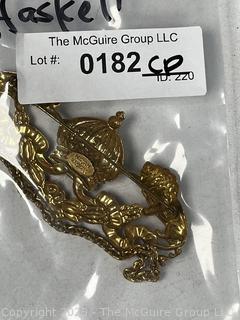 Miriam Haskell Gilt Double Lion Crown Brooch 