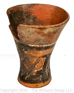 Pre-Columbian Mayan Mesoamerican Painted Terra Cotta Clay Partial Vessel.
