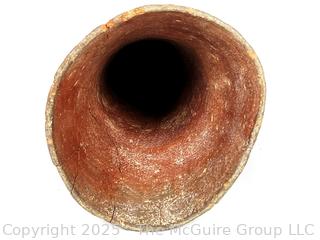 Pre-Columbian Mayan Mesoamerican Painted Terra Cotta Clay Fired Vessel with Handle.