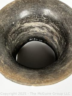 Small Pre-Columbian Mayan Mesoamerican Black Clay Bowl with Face Decoration.  5" tall