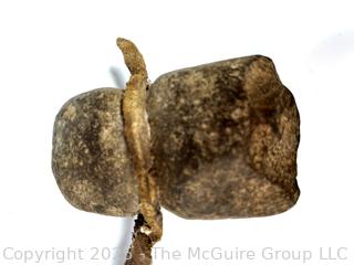 Pre-Columbian Mayan Mesoamerican Carved Stone Axe Tool with Twisted Leather Handle