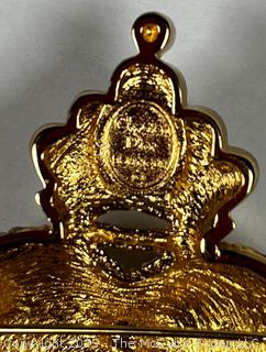 Christian Dior Boutique Crystal Embedded Crowned Heart Brooch 