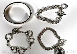 Four (4) Ralph Lauren Silver Tone Costume Jewelry Bracelets