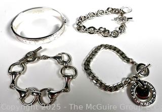 Four (4) Ralph Lauren Silver Tone Costume Jewelry Bracelets
