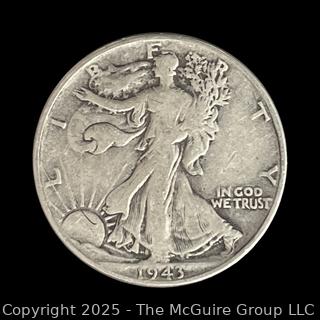 1943 (P) US Walking Liberty Half Dollar Silver Coin