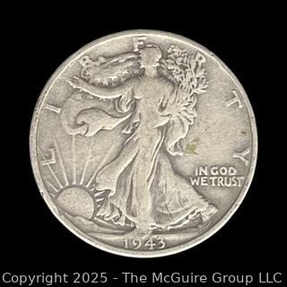 1943 (P) US Walking Liberty Half Dollar Silver Coin