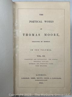1841 Leather Bound with Marble Boards Book The Poetical Works of Thomas Moore