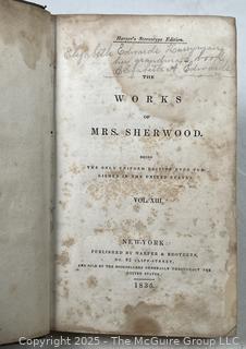 1836 Leather Bound with Marble Boards Book, The Works of Mrs. Sherwood
