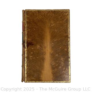 1846 Leather Bound with Gilt Decoration and Marble End Pages Book The Poetical Works of Thomas Moore.  Damages, front and back covers are separated.  