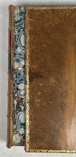 1846 Leather Bound with Gilt Decoration and Marble End Pages Book The Poetical Works of Thomas Moore.  Damages, front and back covers are separated.  