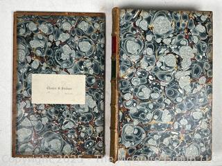 1846 Leather Bound with Gilt Decoration and Marble End Pages Book The Poetical Works of Thomas Moore.  Damages, front and back covers are separated.  