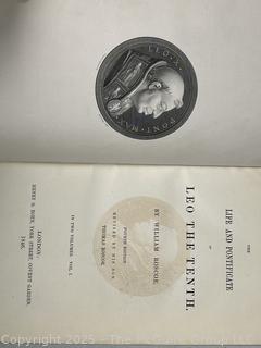1846 Leather Bound with Gilt Decoration and Marble End Pages Book The Poetical Works of Thomas Moore.  Damages, front and back covers are separated.  