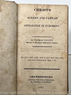 1837 Leather Bound Book Christs Sudden and Certain Appearance in Judgment