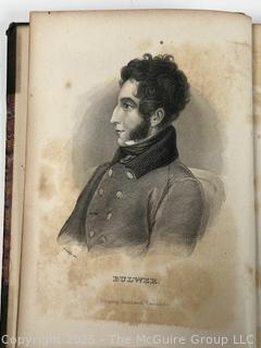 1842 Leather Bound with Marble Boards Book Pelham or Adventures of a Gentleman