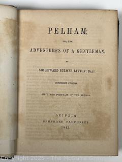 1842 Leather Bound with Marble Boards Book Pelham or Adventures of a Gentleman