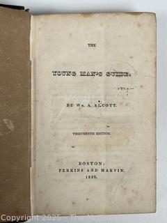 1839 Black Embossed Leather Bound Book The Young Man's Guide by William A. Alcott