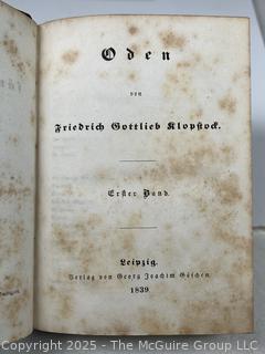 1839 HB Book w/ Marble Boards and Leather Spine. Published in German