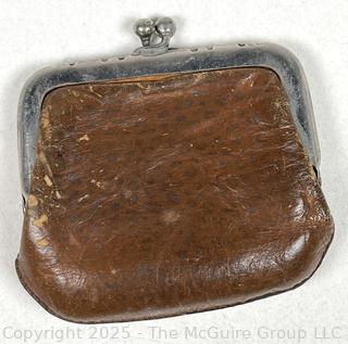 Embossed Leather Coin Purse with Inset Portrait