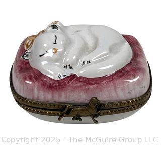 Chamart Limoges Porcelain Kitten on Pillow Box
