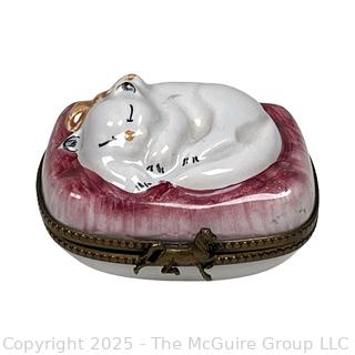 Chamart Limoges Porcelain Kitten on Pillow Box