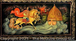 Palekh Russian Lacquer Box with Ruslan & Ludmilla Fairy Tale