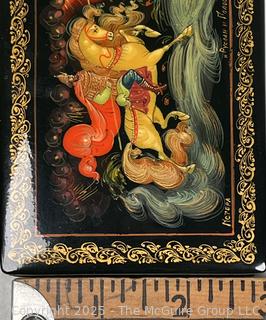 Palekh Russian Lacquer Box with Ruslan & Ludmilla Fairy Tale