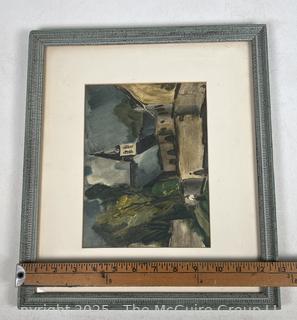 Framed Under Glass Lithograph The Church of Bougival by Vlaminck Lithograph 1958. 13 x 15" 
