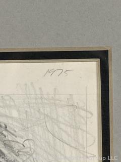 Framed Under Glass Pencil on Paper Nude of Woman Signed by Artist C Walters. 1975. 11" x 13"
