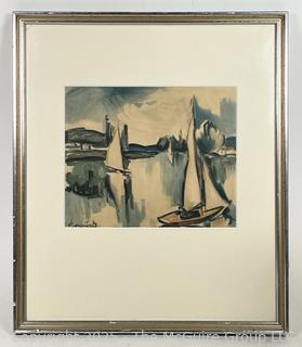 Framed Under Glass Color Lithograph by Maurice de Vlaminck 1908. 12.5 x 14.5" 
