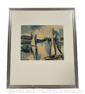 Framed Under Glass Color Lithograph by Maurice de Vlaminck 1908. 12.5 x 14.5" 
